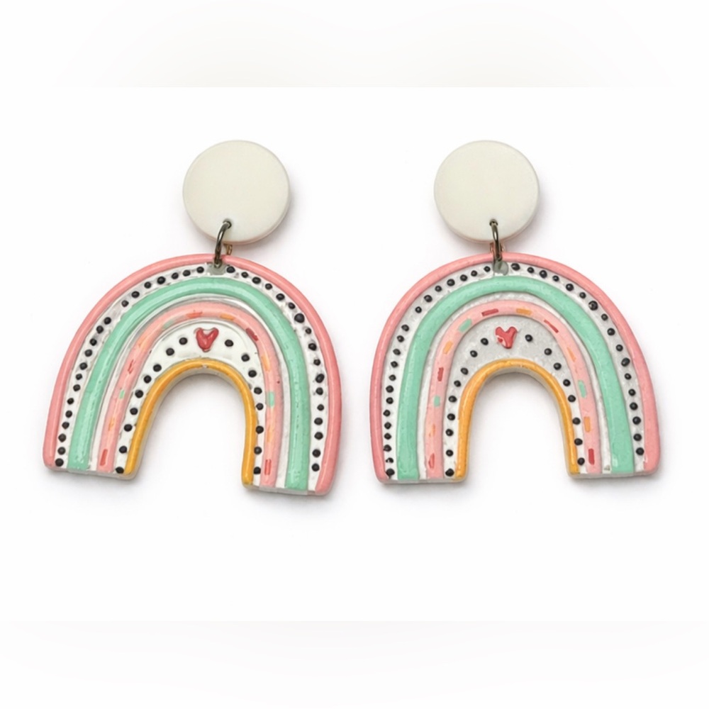 Vibrant Rainbow Arch Earrings